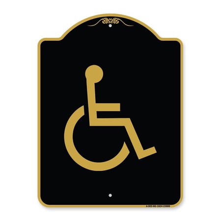 AMISTAD 18 x 24 in. Designer Series Sign - Large Handicapped Symbol, Black & Gold AM2071650